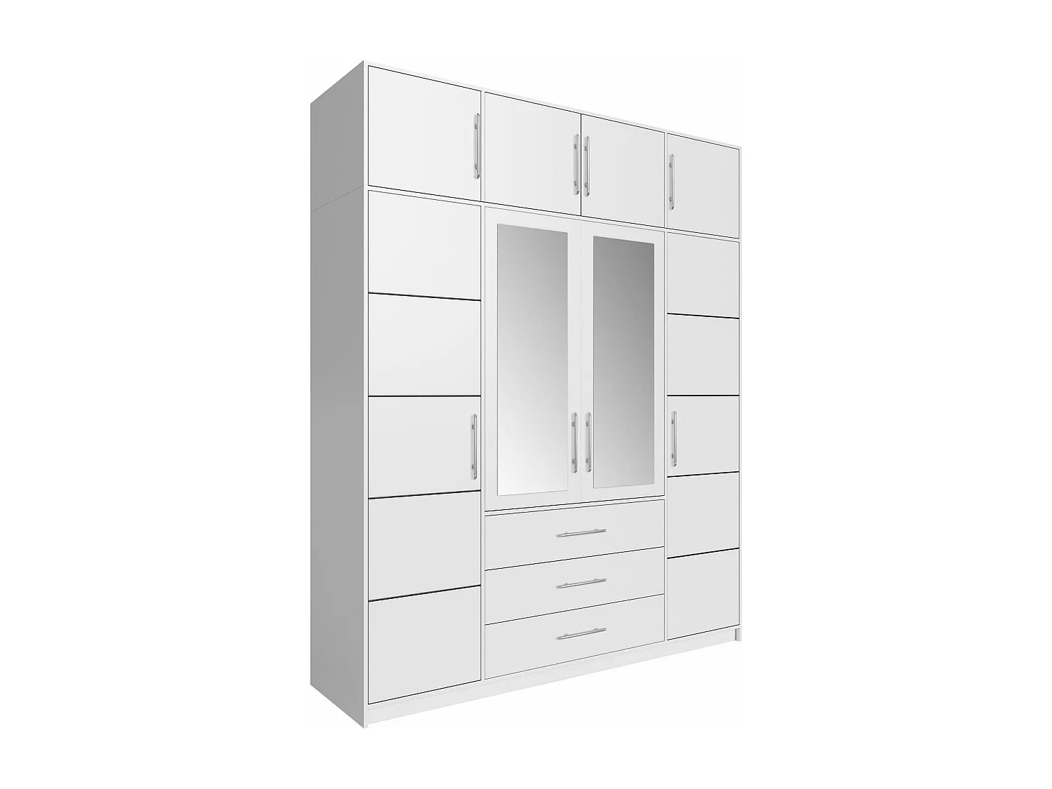 Armoire Dortivu 147, Blanc, 245x196x58cm, Portes d'armoire: Avec des charnières
