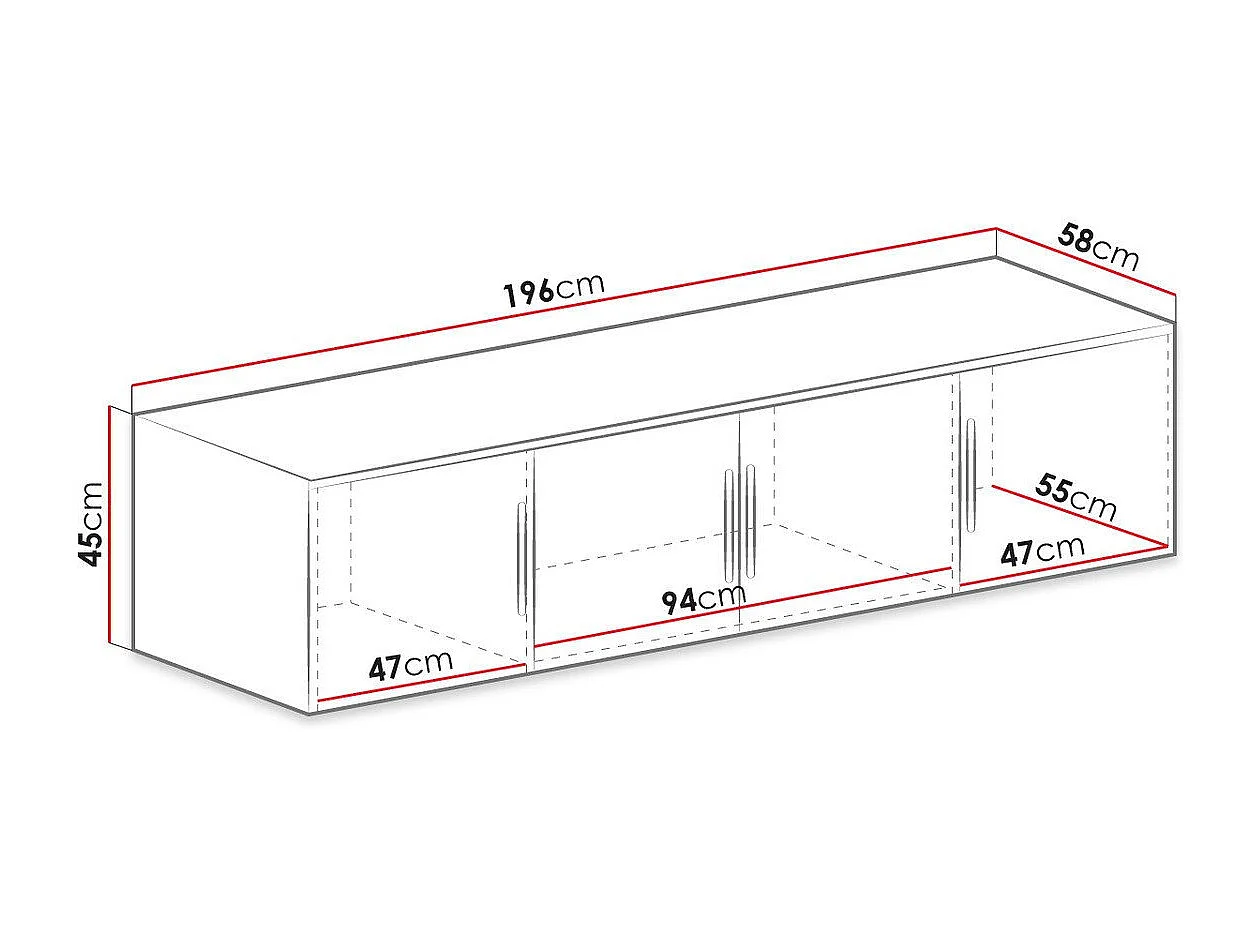 Armoire Dortivu 147, Blanc, 245x196x58cm, Portes d'armoire: Avec des charnières