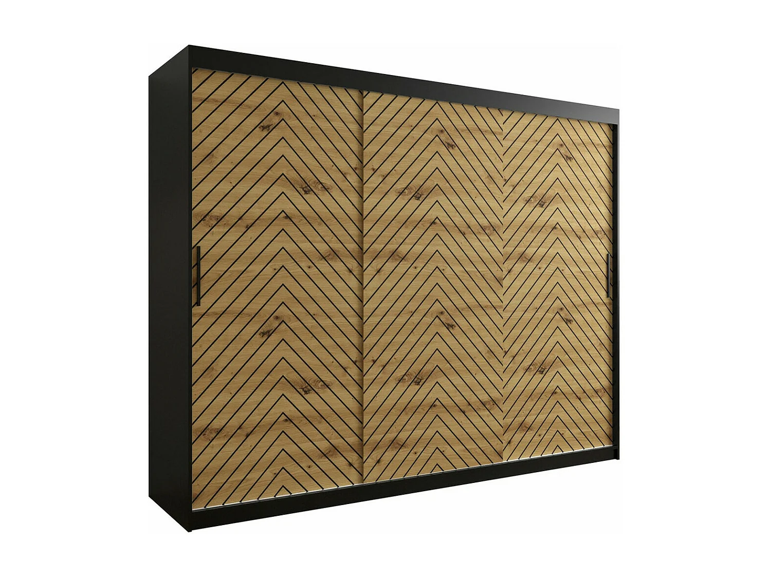 Armario Hartford 316, Roble Artisan|Negro, 200x250x62cm, Puertas de armario: Correderas