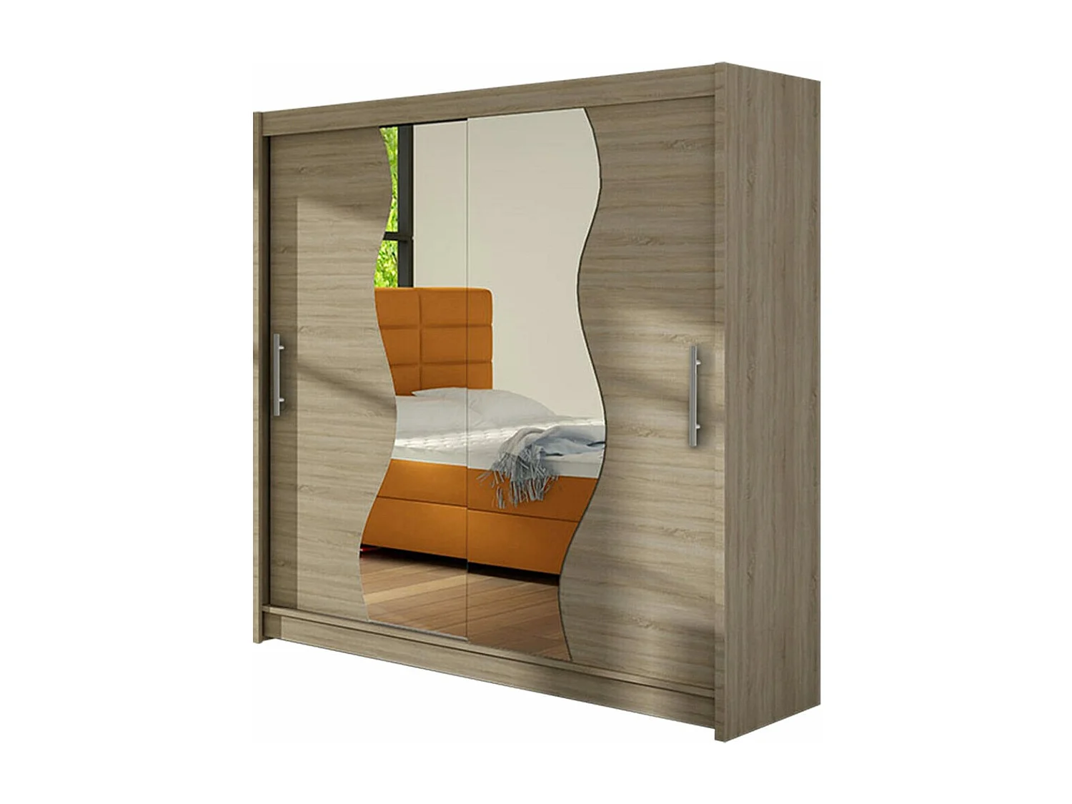 Armario Closico 126, Roble Sonoma, 215x180x58cm, Puertas de armario: Correderas