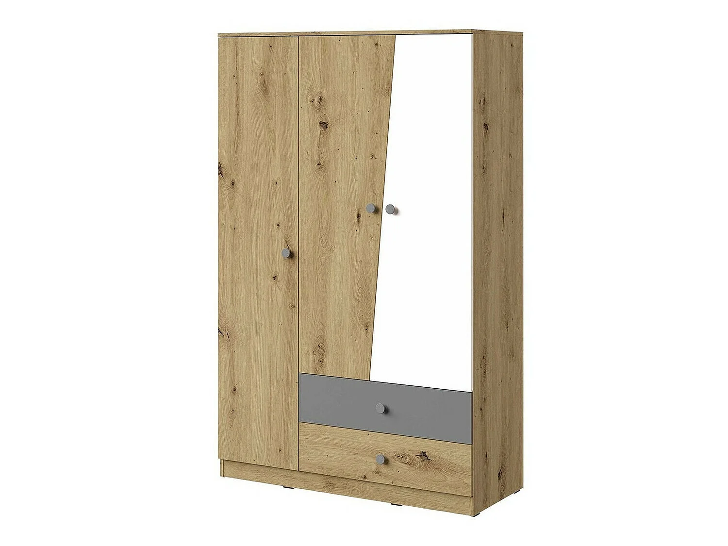 Armoire Almira 102, Gris|Blanc|Chêne Artisan, 191x120x50cm, Nombre d'étagères: 5