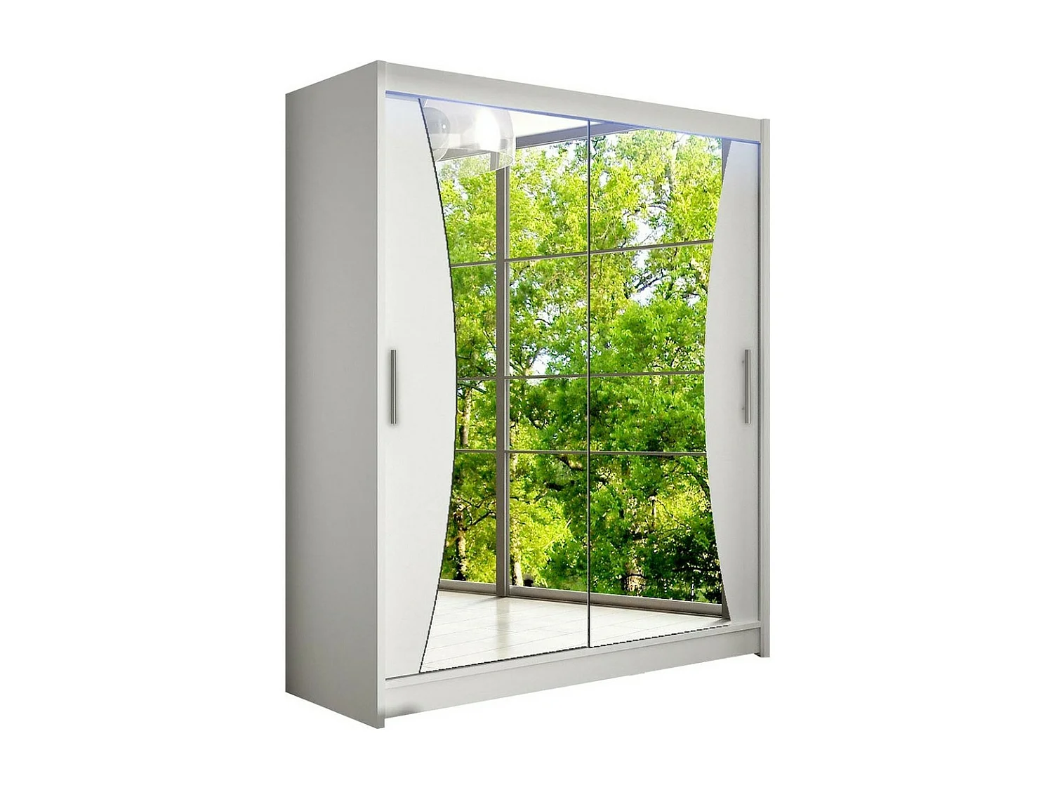 Armoire Closico 116, Blanc, 200x150x58cm, Portes d'armoire: Coulissantes