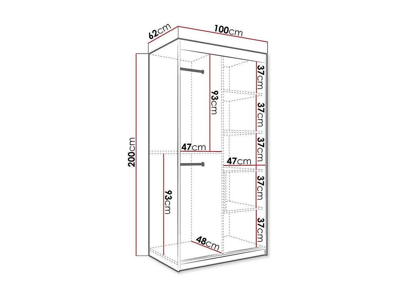 Armoire Hartford 246, Marbre noir|Noir mat, 200x100x62cm, Portes d'armoire: Coulissantes