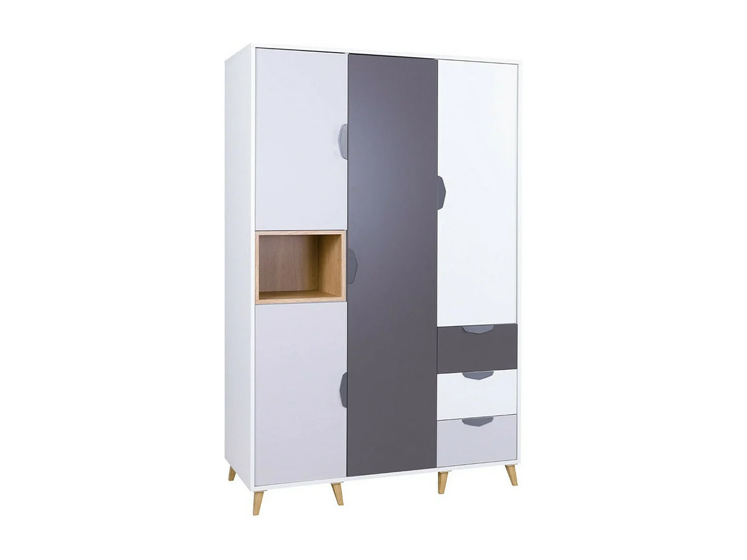 Armoire Domvera 100, Gris|Chêne de Lefkas|Blanc|Graphite, 190x120x55cm