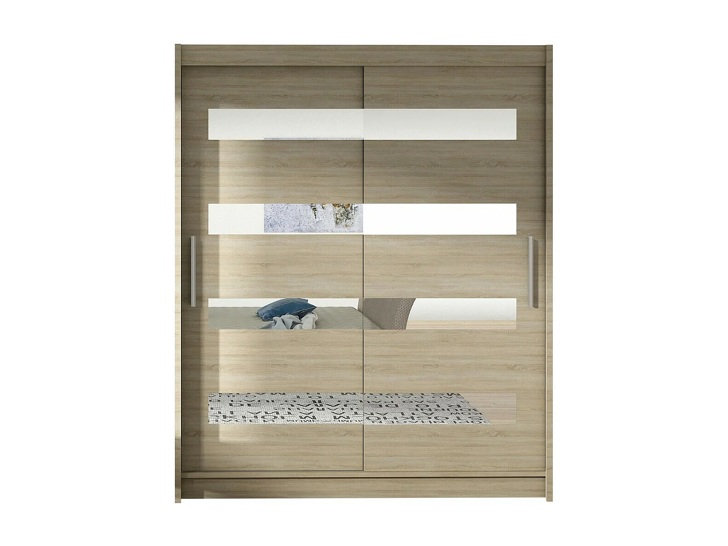 Armoire Closico 136, Sonoma chêne, 200x150x58cm, Portes d'armoire: Coulissantes