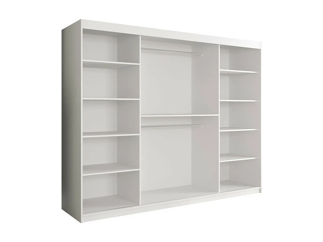 Armario Hartford 245, Mármol negro|Mate blanco, 200x250x62cm, Número de estantes: 9