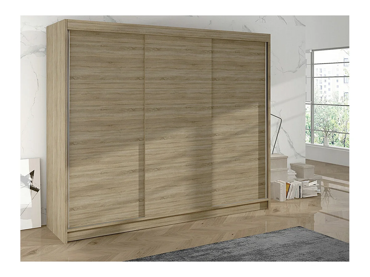 Armoire Closico 159, Sonoma chêne, 215x200x58cm, Portes d'armoire: Coulissantes