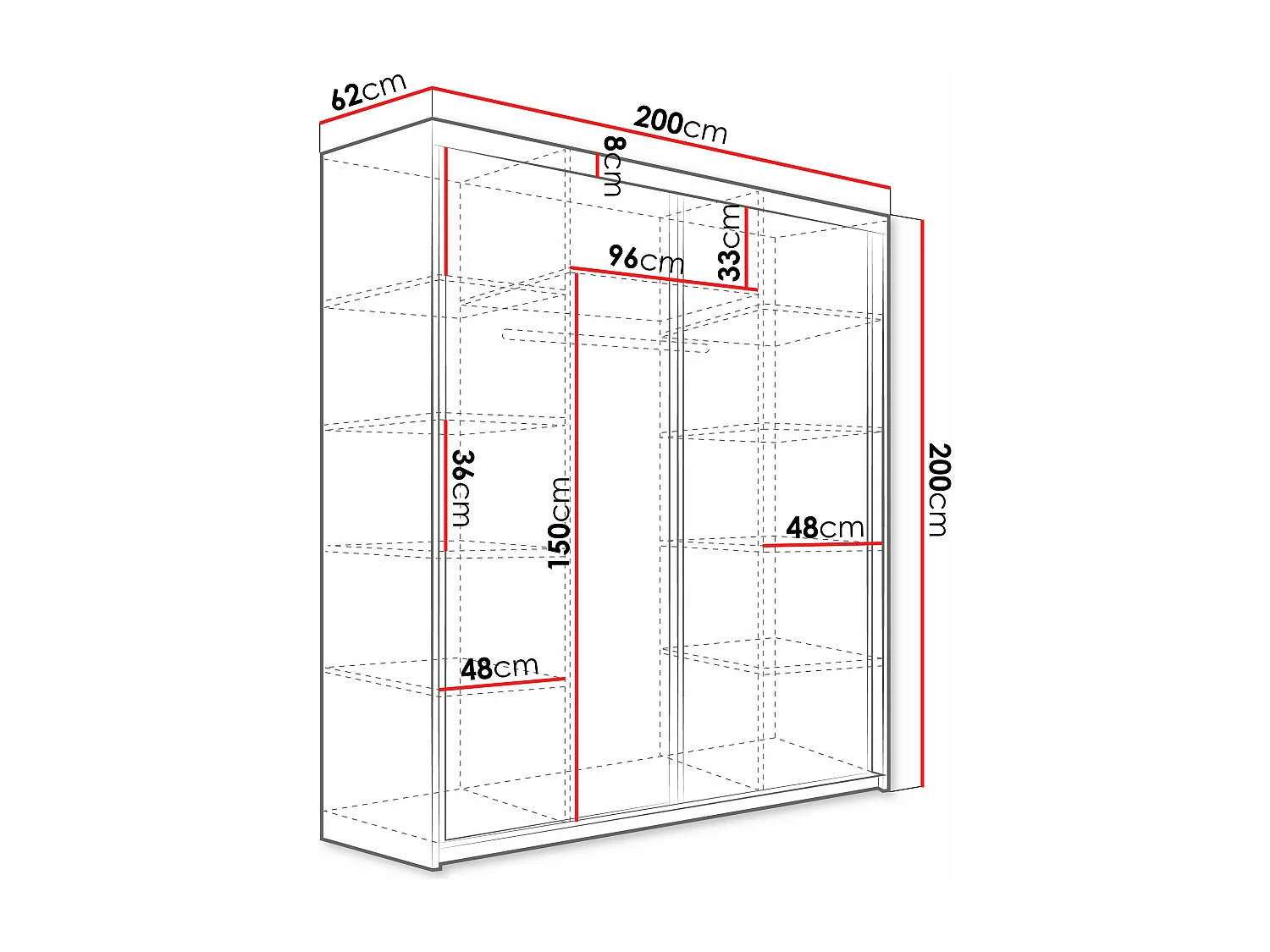 Armario Dover 106, Roble Sonoma, 200x200x62cm, Puertas de armario: Correderas