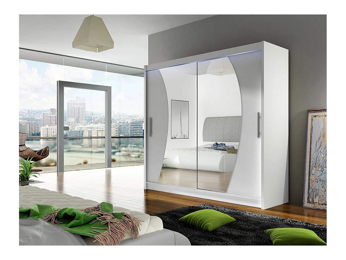 Armario Closico 115, Blanco, 215x180x58cm, Puertas de armario: Correderas