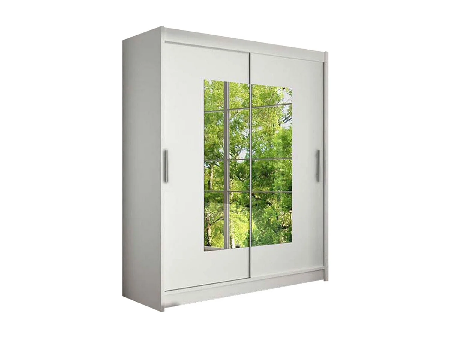 Armoire Closico 104, Blanc, 200x150x58cm, Portes d'armoire: Coulissantes