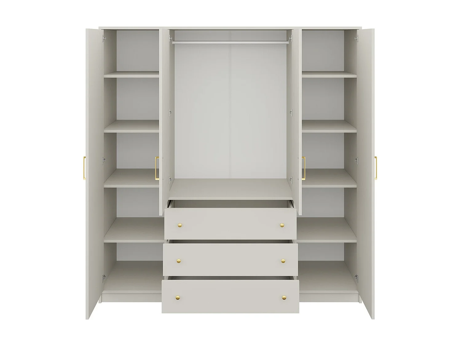 Armario Honolulu 251, Blanco, 200x196x58cm, Puertas de armario: Con bisagras