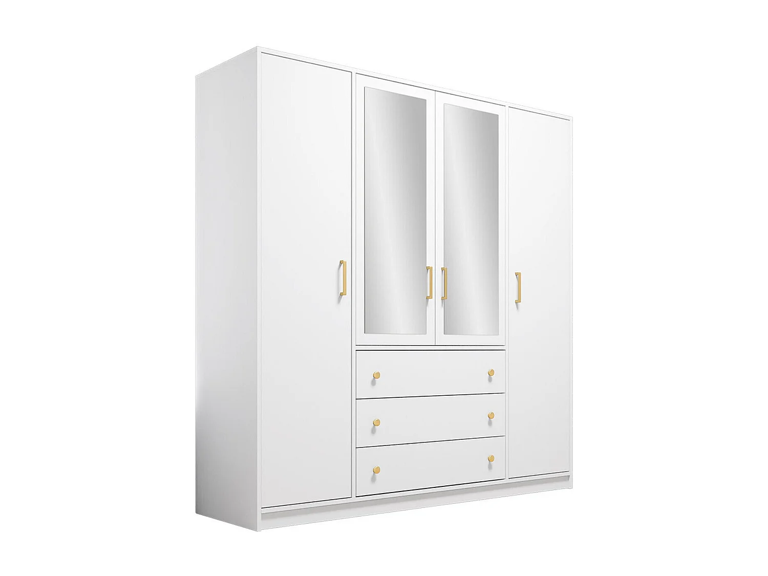 Armoire Honolulu 251, Blanc, 200x196x58cm, Portes d'armoire: Avec des charnières