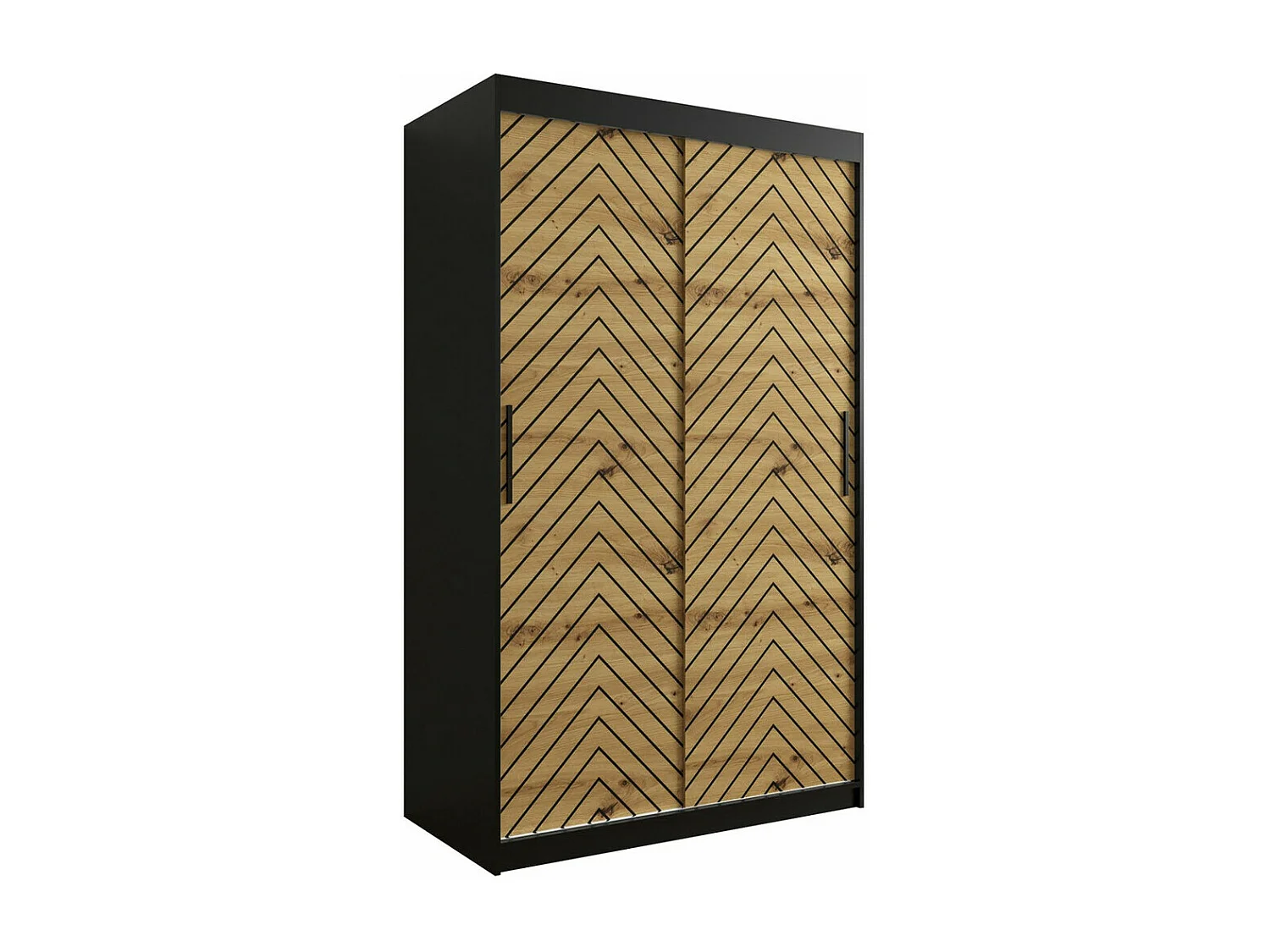 Armario Hartford 308, Roble Artisan|Negro, 200x120x62cm, Puertas de armario: Correderas