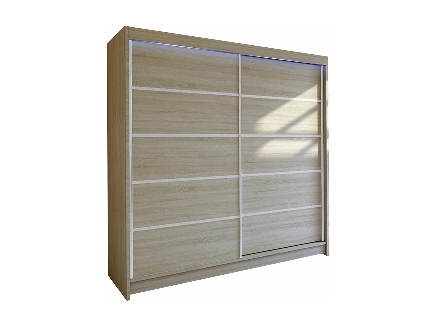 Armoire Closico 153, Sonoma chêne, 215x180x58cm, Portes d'armoire: Coulissantes