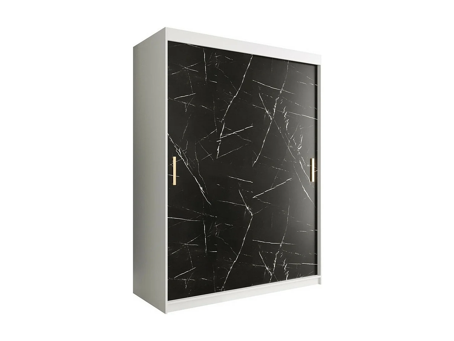 Armario Hartford 248, Mate blanco|Mármol negro, 200x150x62cm, Número de estantes: 4