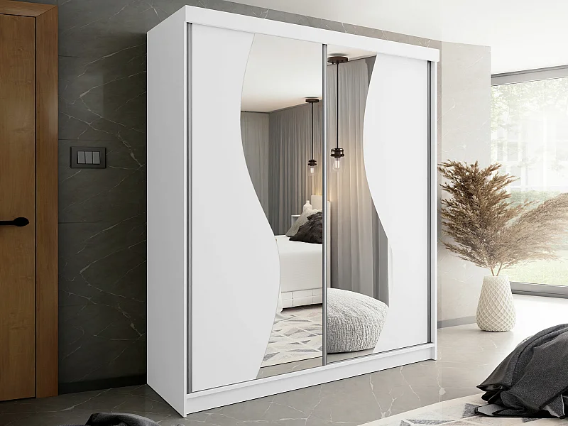 Armario Dover 105, Blanco, 200x200x62cm, Puertas de armario: Correderas