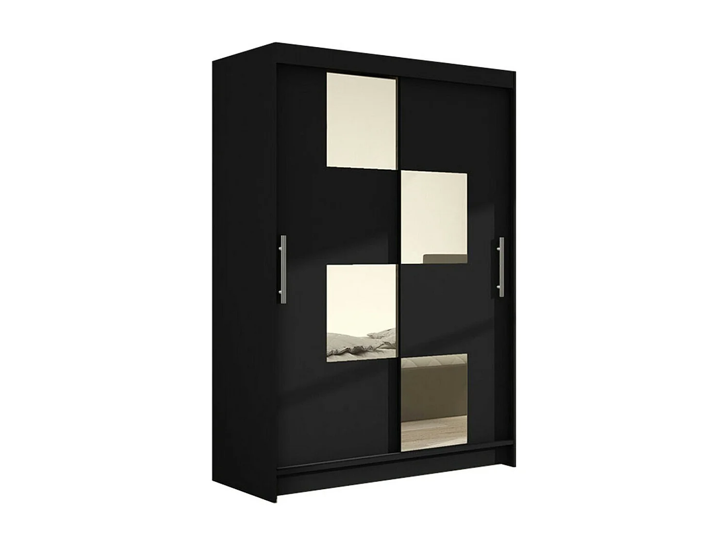 Armoire Closico 105, Noir, 200x120x58cm, Portes d'armoire: Coulissantes