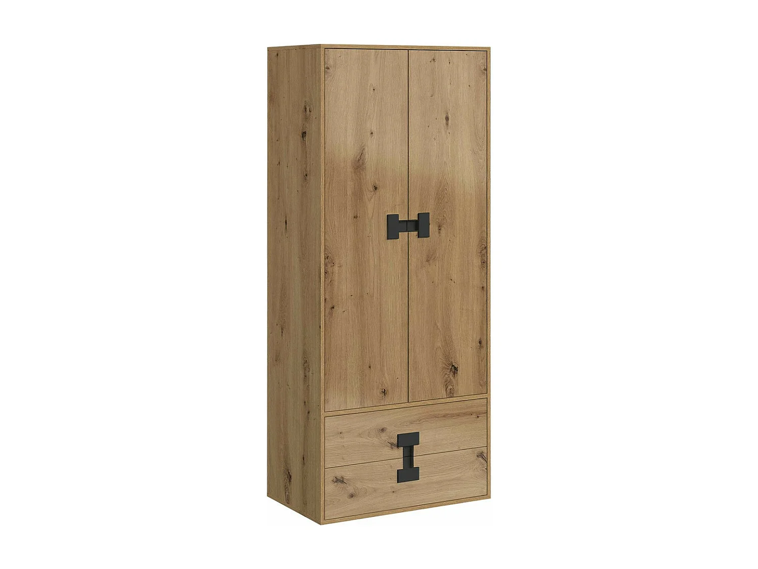 Armario Florevi 113, Roble Artisan, 191x80x50cm, Puertas de armario: Con bisagras