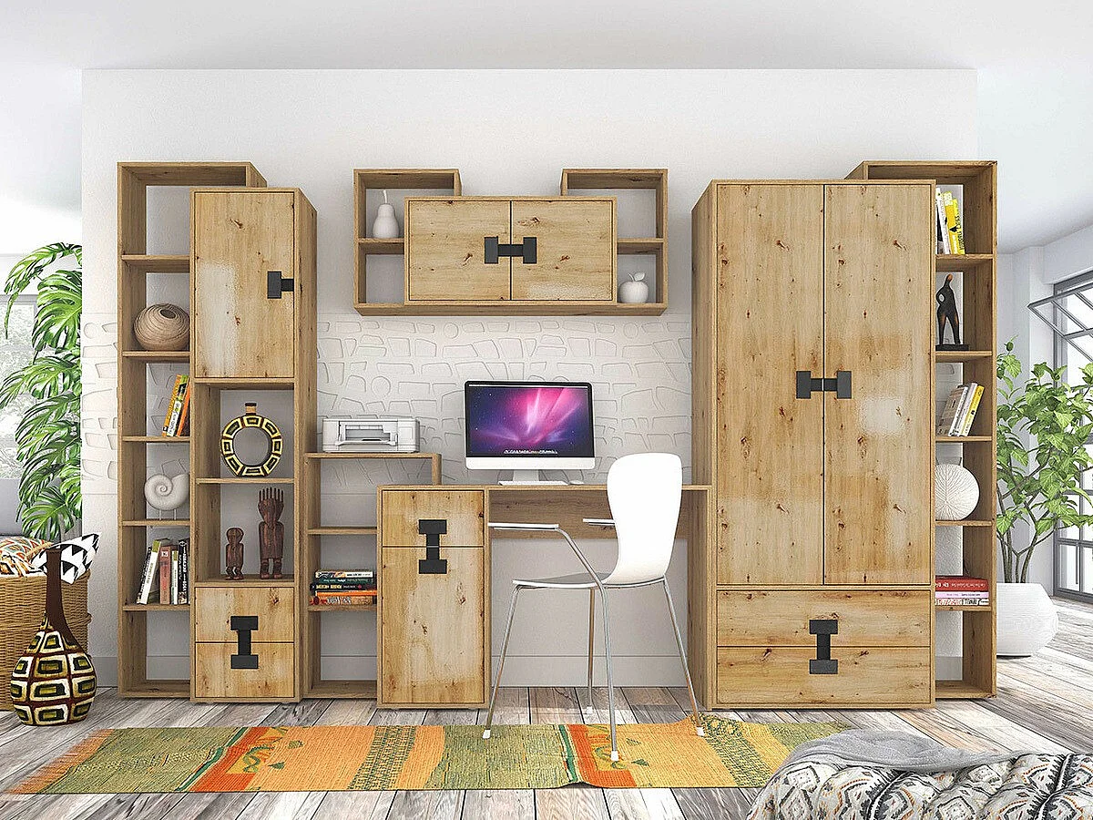 Armoire Florevi 113, Chêne Artisan, 191x80x50cm, Portes d'armoire: Avec des charnières