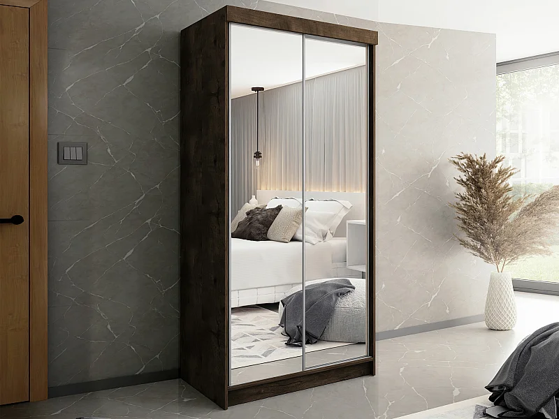 Armoire Dover 102, Chêne sombre, 200x100x62cm, Portes d'armoire: Coulissantes