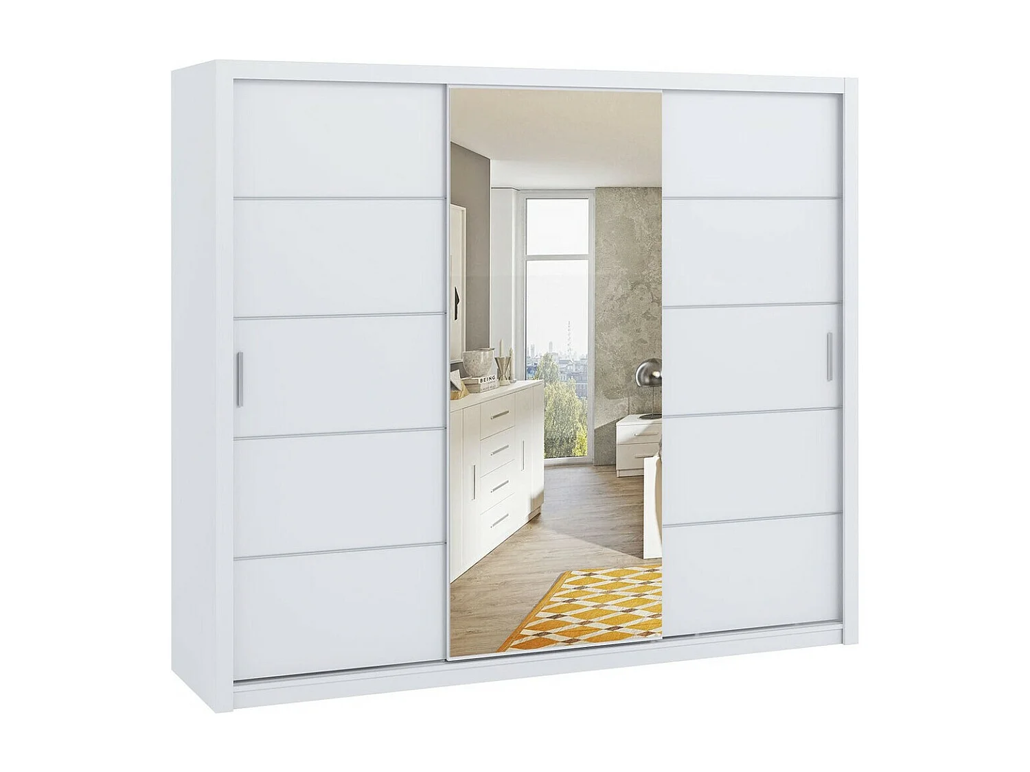 Armario Catromi 111, Blanco, 215x250x62cm, Puertas de armario: Correderas