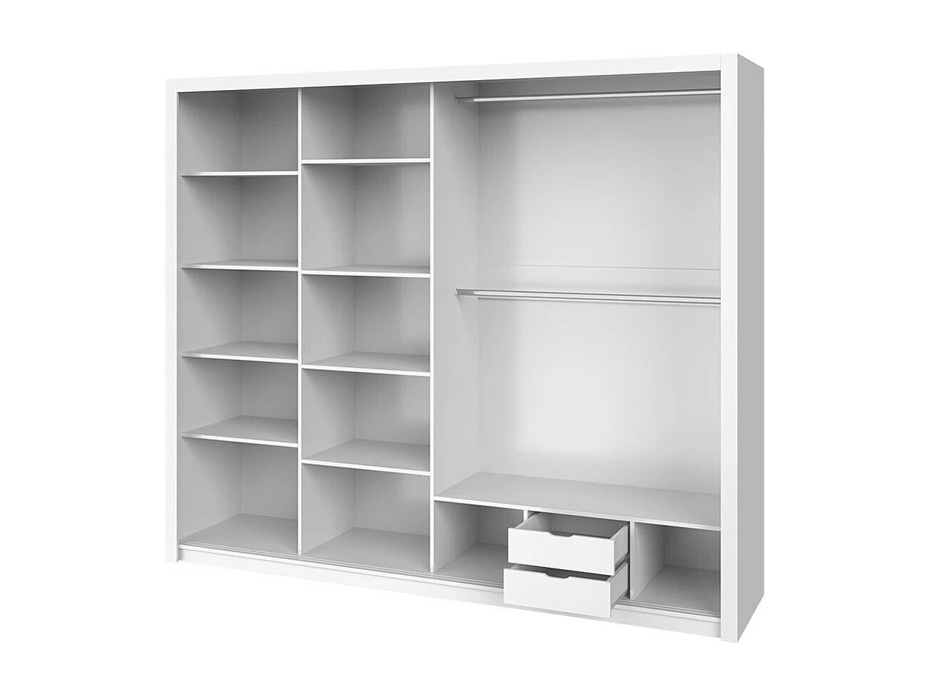 Armario Catromi 111, Blanco, 215x250x62cm, Puertas de armario: Correderas