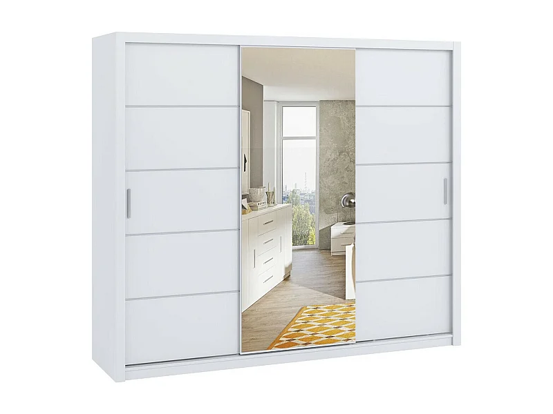 Armario Catromi 111, Blanco, 215x250x62cm, Puertas de armario: Correderas