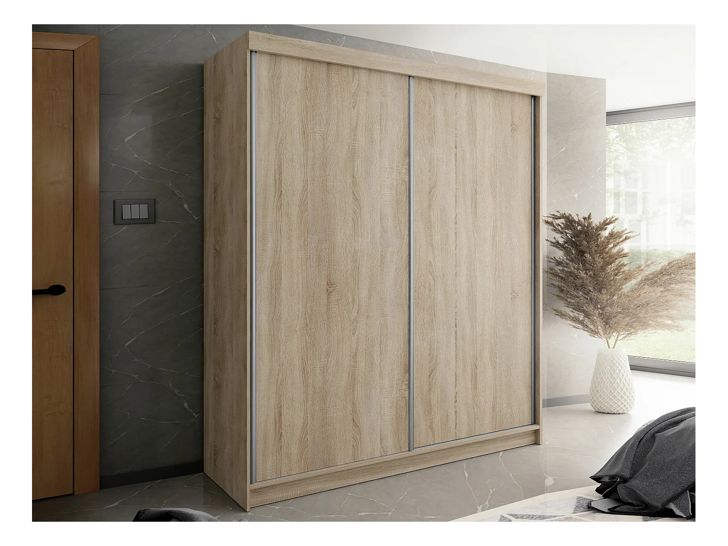Armario Dover 108, Roble Sonoma, 200x200x62cm, Puertas de armario: Correderas