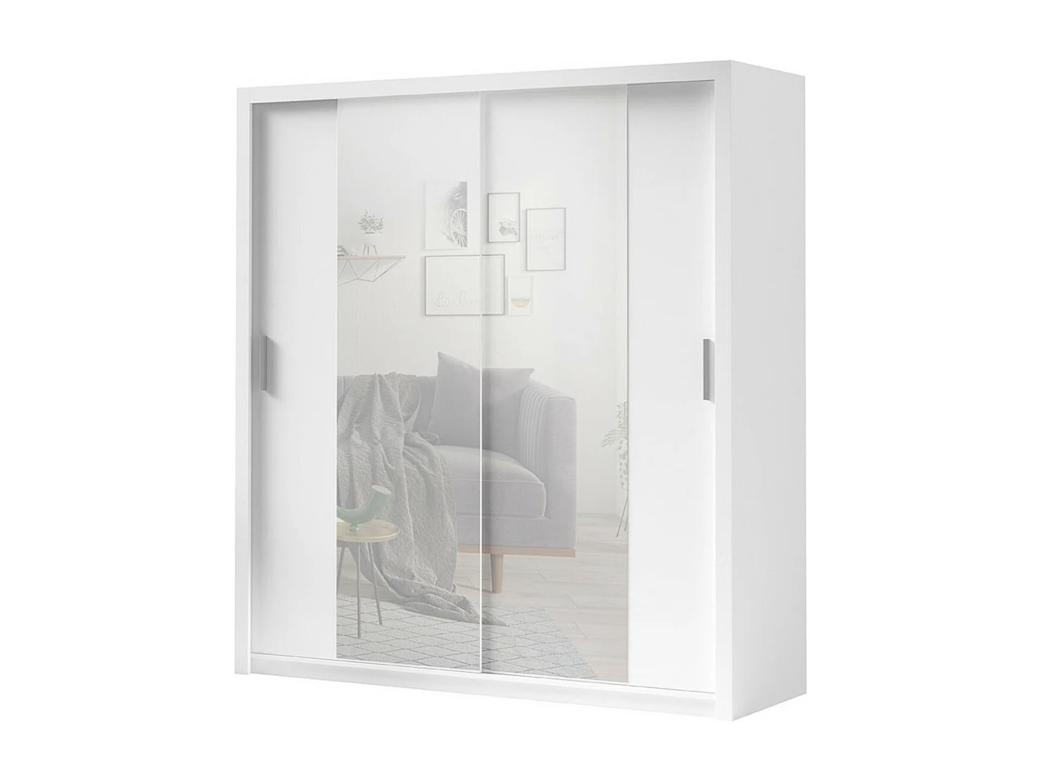 Armario Catromi 108, Blanco, 215x200x62cm, Puertas de armario: Correderas