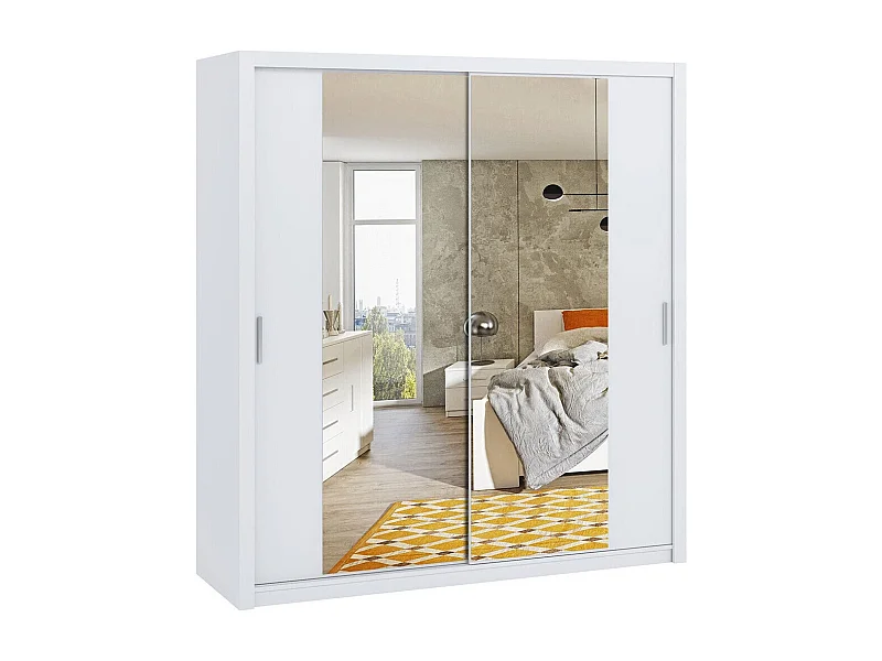 Armario Catromi 108, Blanco, 215x200x62cm, Puertas de armario: Correderas