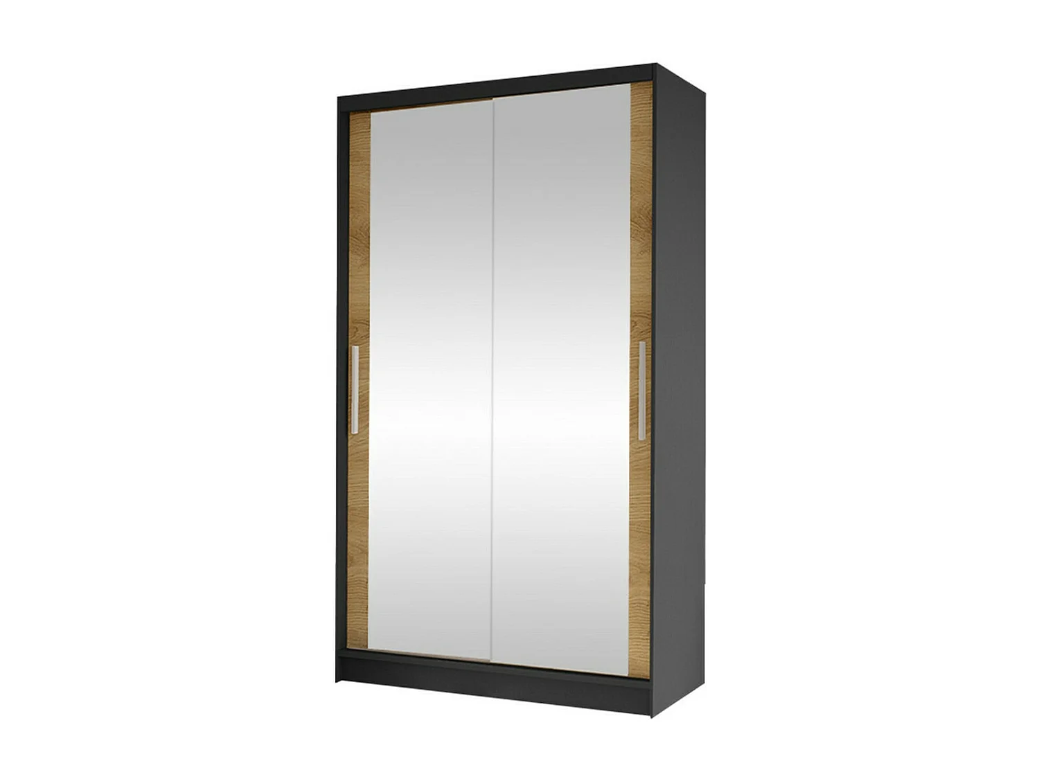 Armoire Closico 165, Chêne Artisan|Noir, 200x100x58cm, Portes d'armoire: Coulissantes