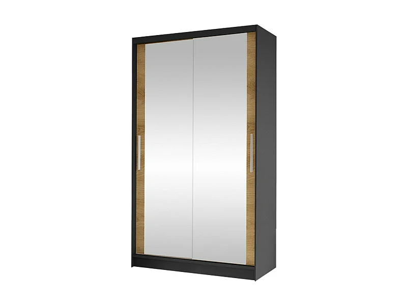 Armario Closico 165, Roble Artisan|Negro, 200x100x58cm, Puertas de armario: Correderas