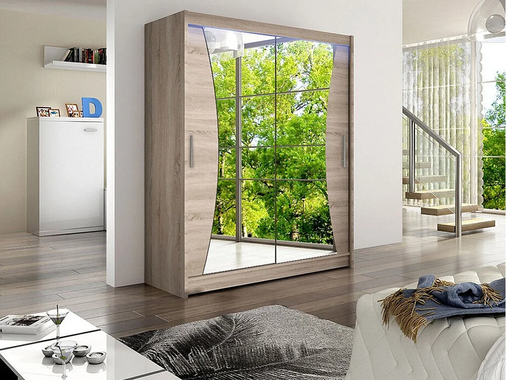 Armoire Closico 116, Truffe chêne, 200x150x58cm, Portes d'armoire: Coulissantes