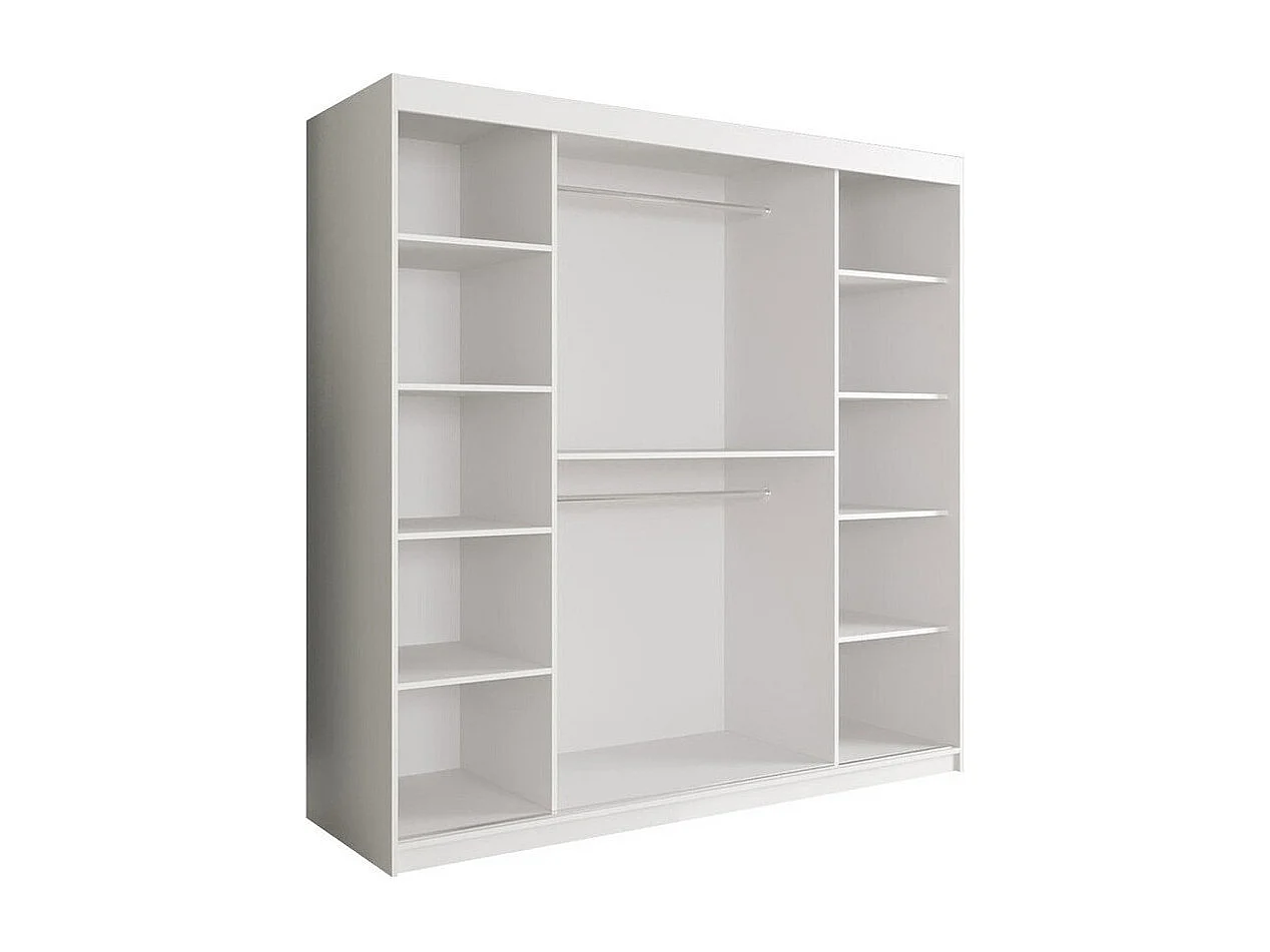 Armoire Hartford 256, Marbre blanc|Mat blanc, 200x200x62cm, Nombre d'étagères: 9