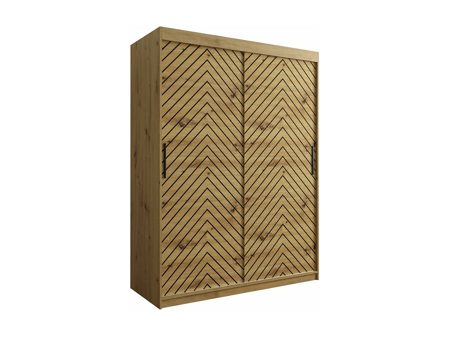 Armario Hartford 310, Roble Artisan|Negro, 200x150x62cm, Puertas de armario: Correderas