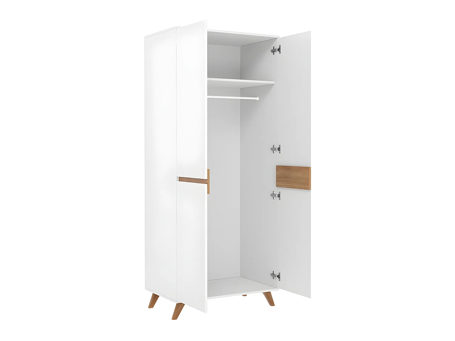 Armario Mavenoa 105, Blanco|Roble dorado, 197x80x52cm, Puertas de armario: Con bisagras