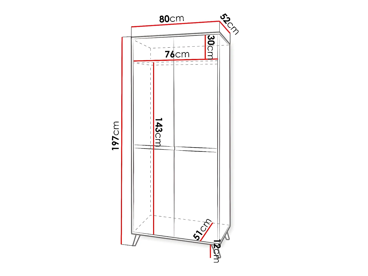 Armario Mavenoa 105, Blanco|Roble dorado, 197x80x52cm, Puertas de armario: Con bisagras