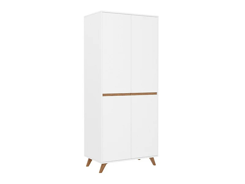Armario Mavenoa 105, Blanco|Roble dorado, 197x80x52cm, Puertas de armario: Con bisagras