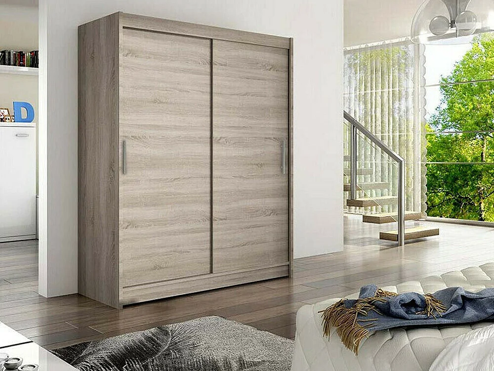 Armoire Closico 103, Truffe chêne, 200x150x58cm, Portes d'armoire: Coulissantes