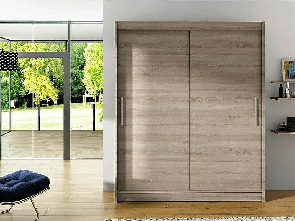 Armoire Closico 103, Truffe chêne, 200x150x58cm, Portes d'armoire: Coulissantes