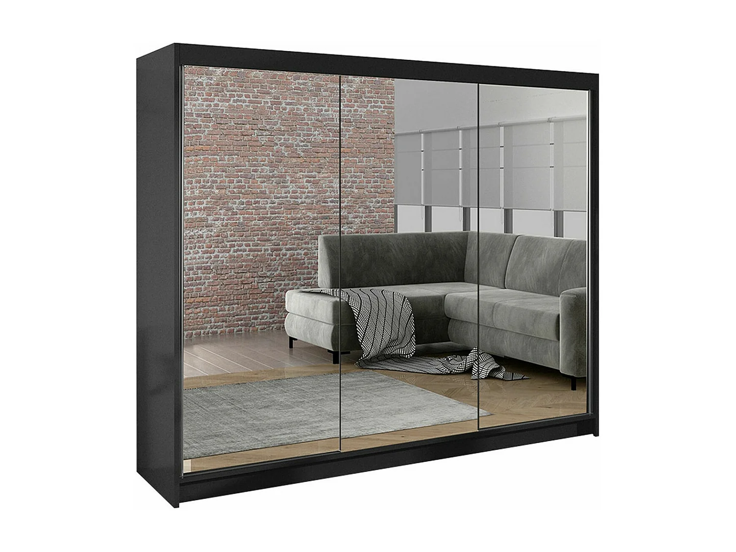 Armoire Closico 160, Noir, 215x200x58cm, Portes d'armoire: Coulissantes