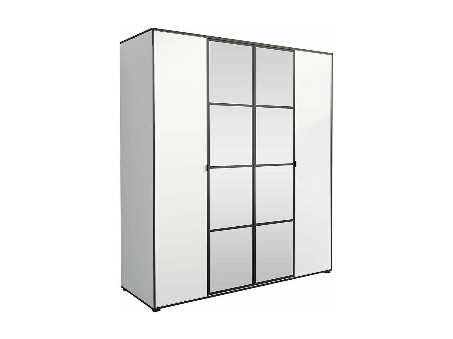 Armario Toledo 117, Blanco|Negro, 206x180x65cm, Puertas de armario: Con bisagras