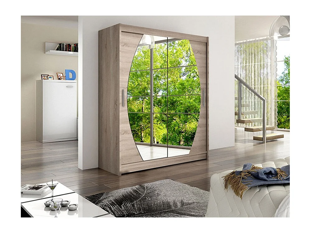Armoire Closico 121, Truffe chêne, 200x150x58cm, Portes d'armoire: Coulissantes
