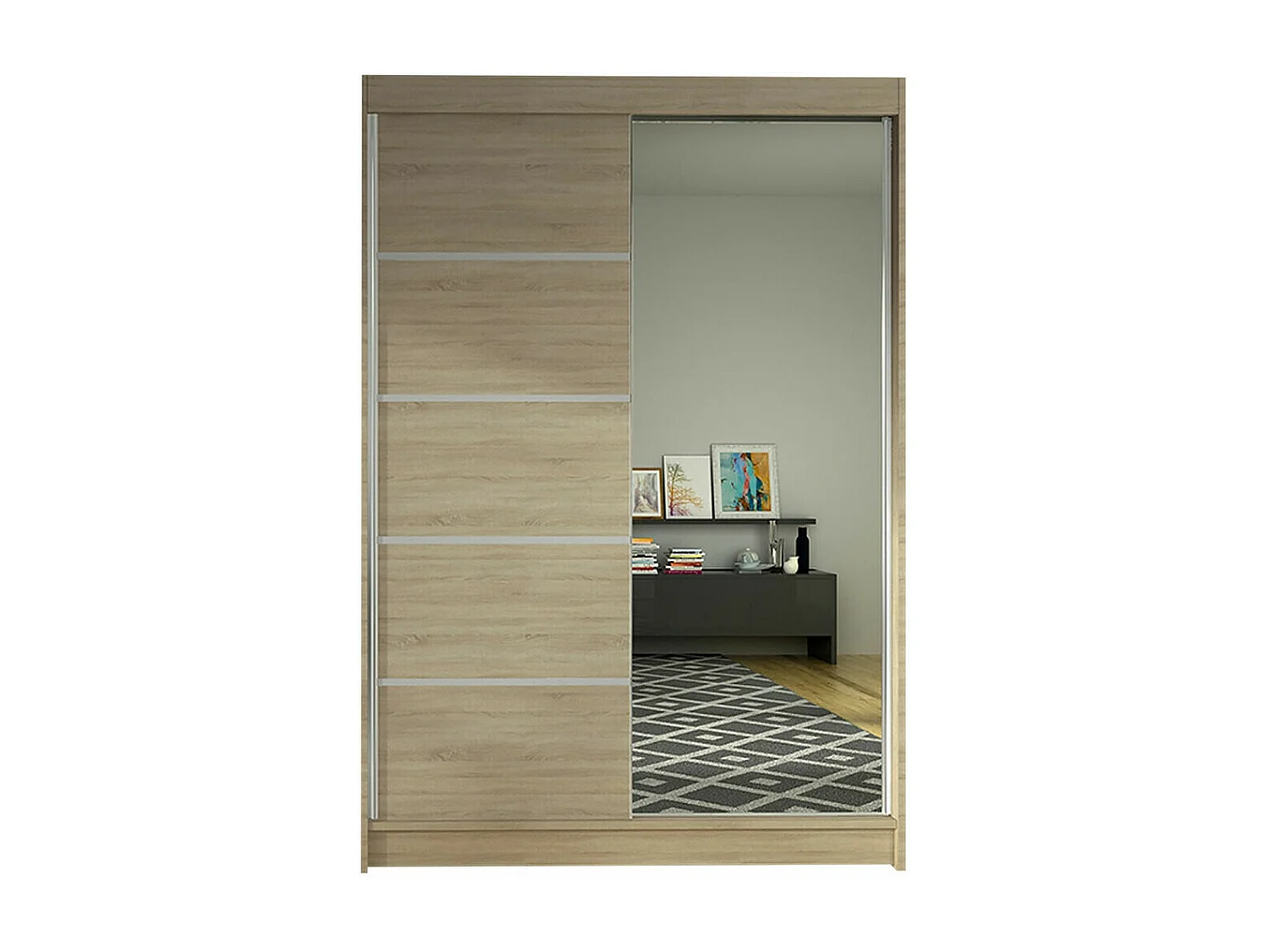 Armario Closico Salvor III, Roble Sonoma, 200x120x58cm, Puertas de armario: Correderas