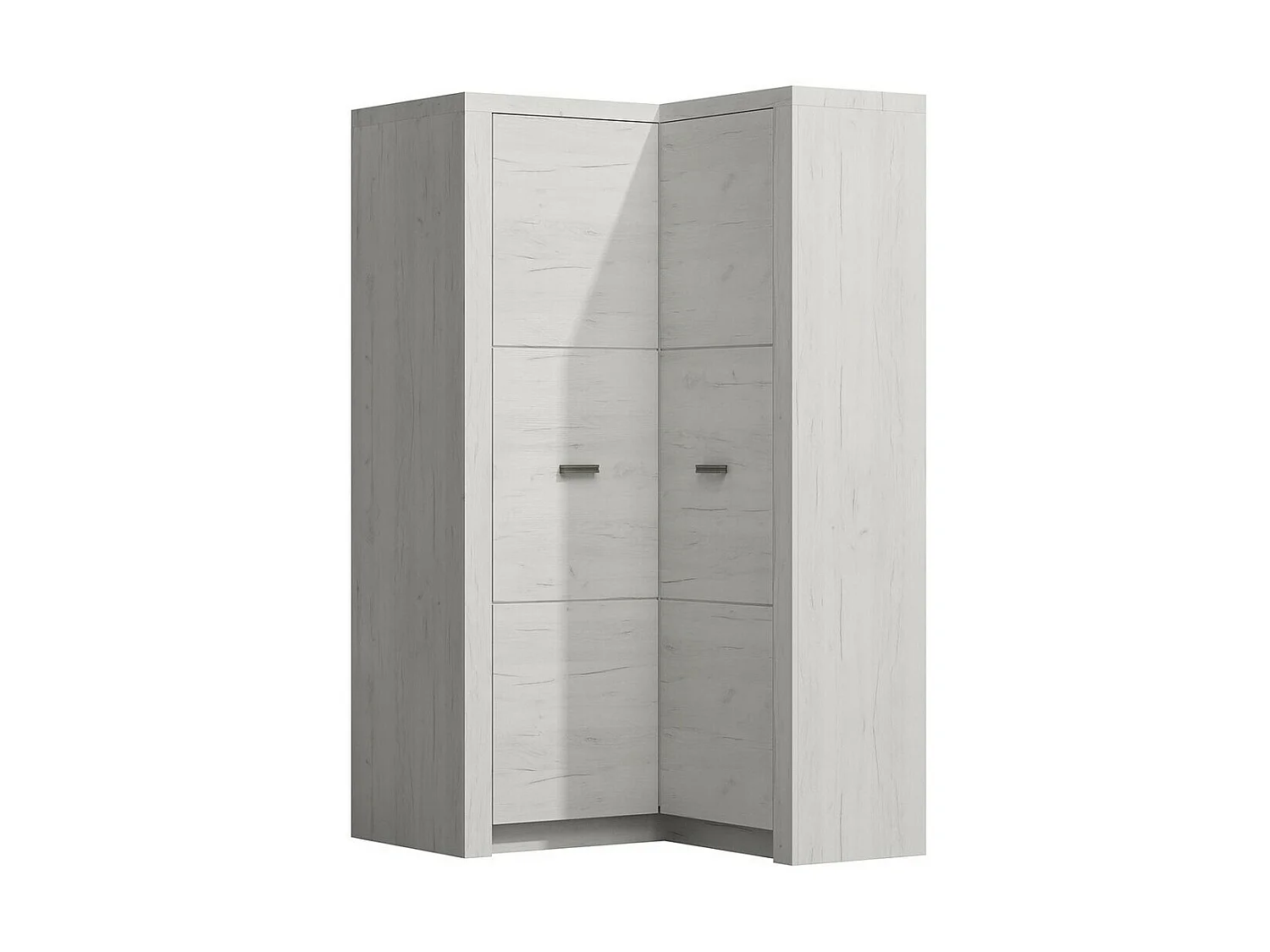 Armoire d'angle Serfeno 110, Artisanat blanc, 192x106x90cm, Nombre d'étagères: 5