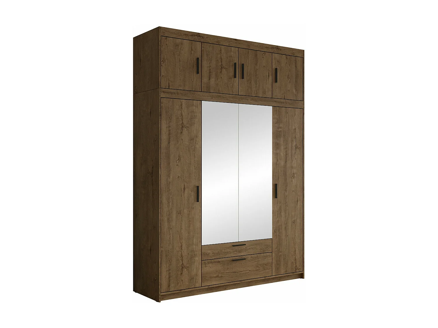 Armario Novduni 109, Roble de lefkada, 246x176x53cm, Puertas de armario: Con bisagras