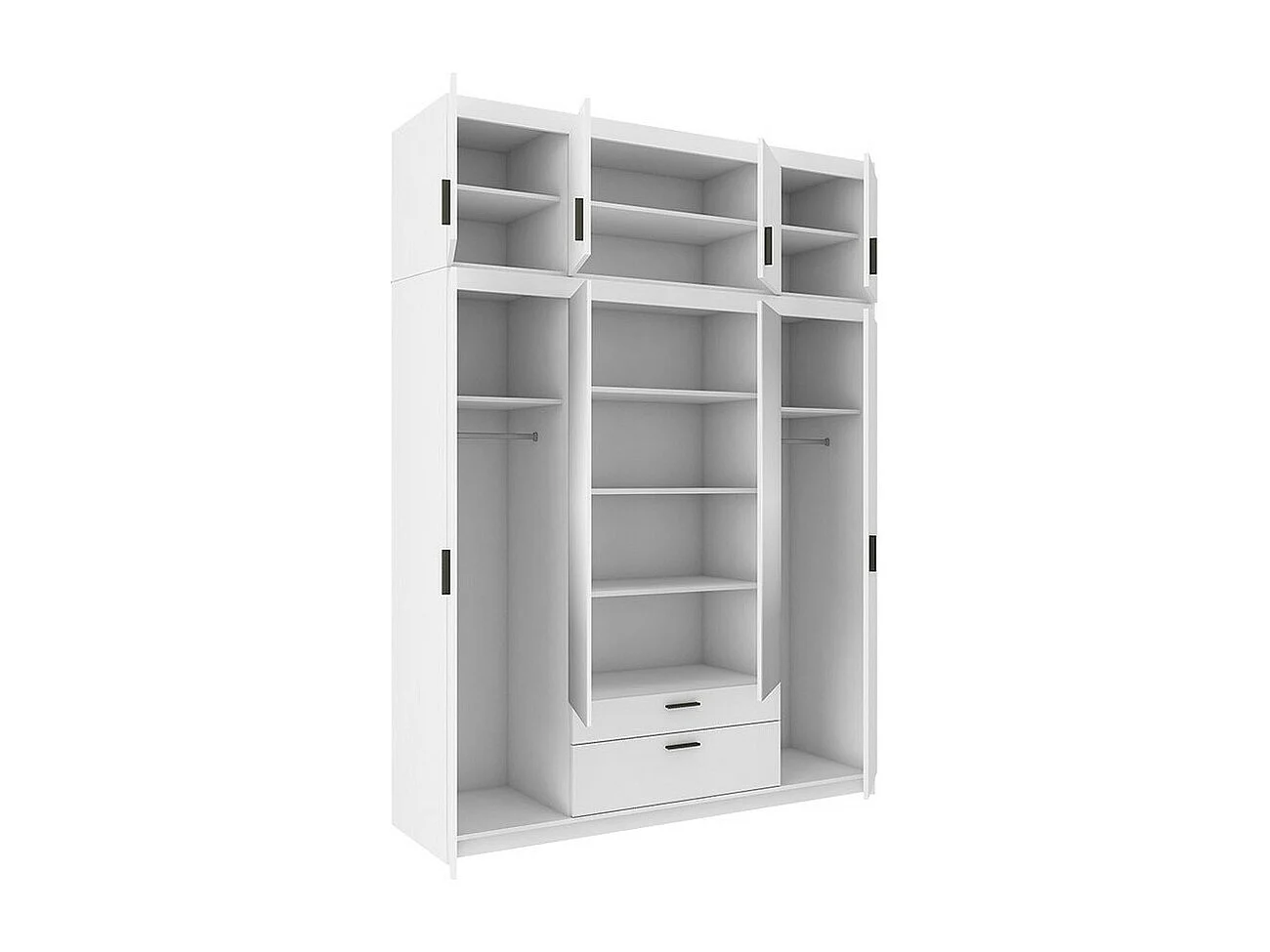 Armario Novduni 109, Roble de lefkada, 246x176x53cm, Puertas de armario: Con bisagras