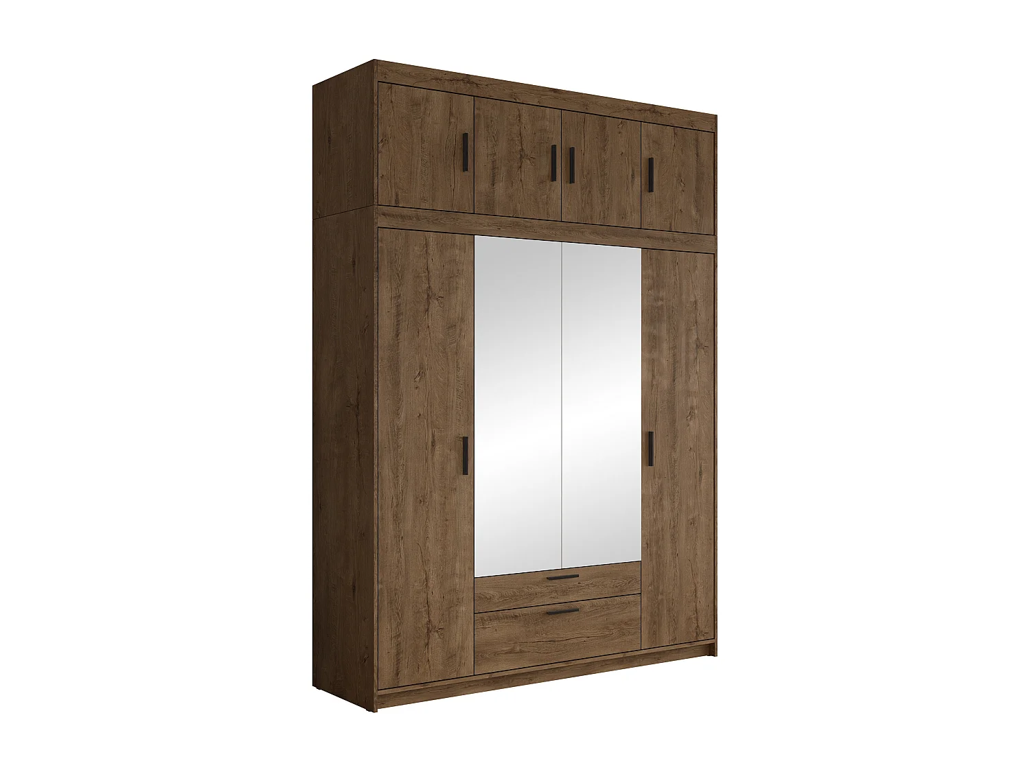 Armario Novduni 109, Roble de lefkada, 246x177x53cm, Puertas de armario: Con bisagras