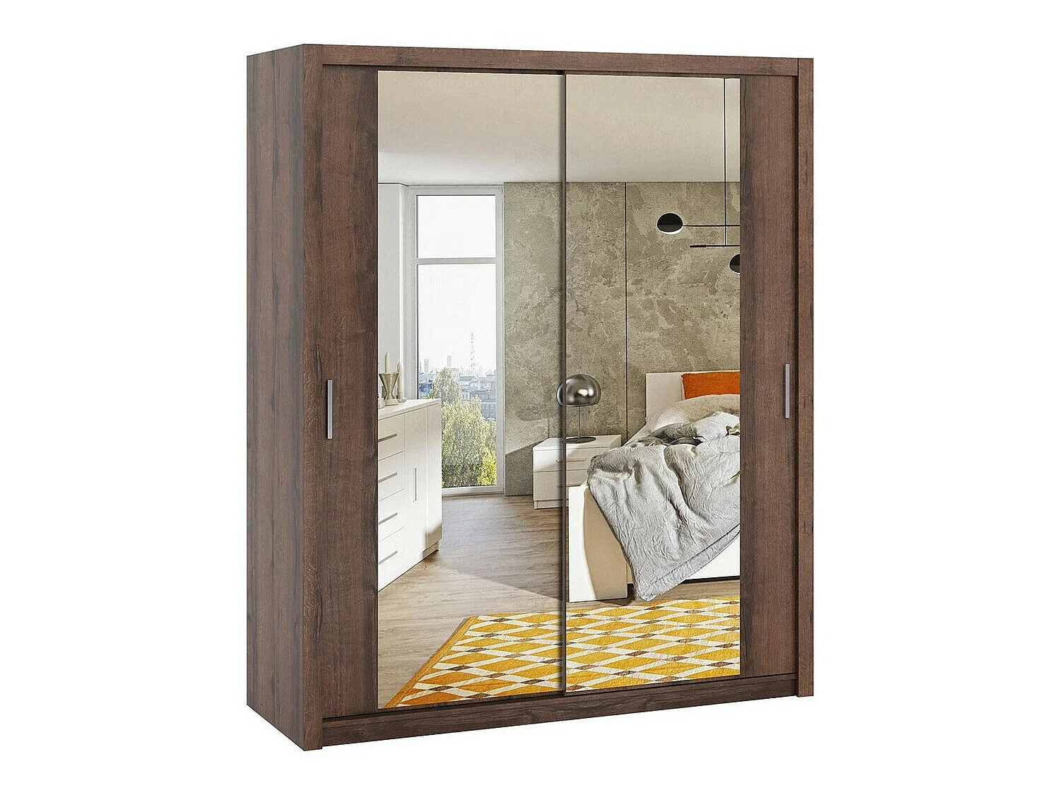 Armoire Catromi 119, Chêne du Monastery, 215x180x62cm, Portes d'armoire: Coulissantes