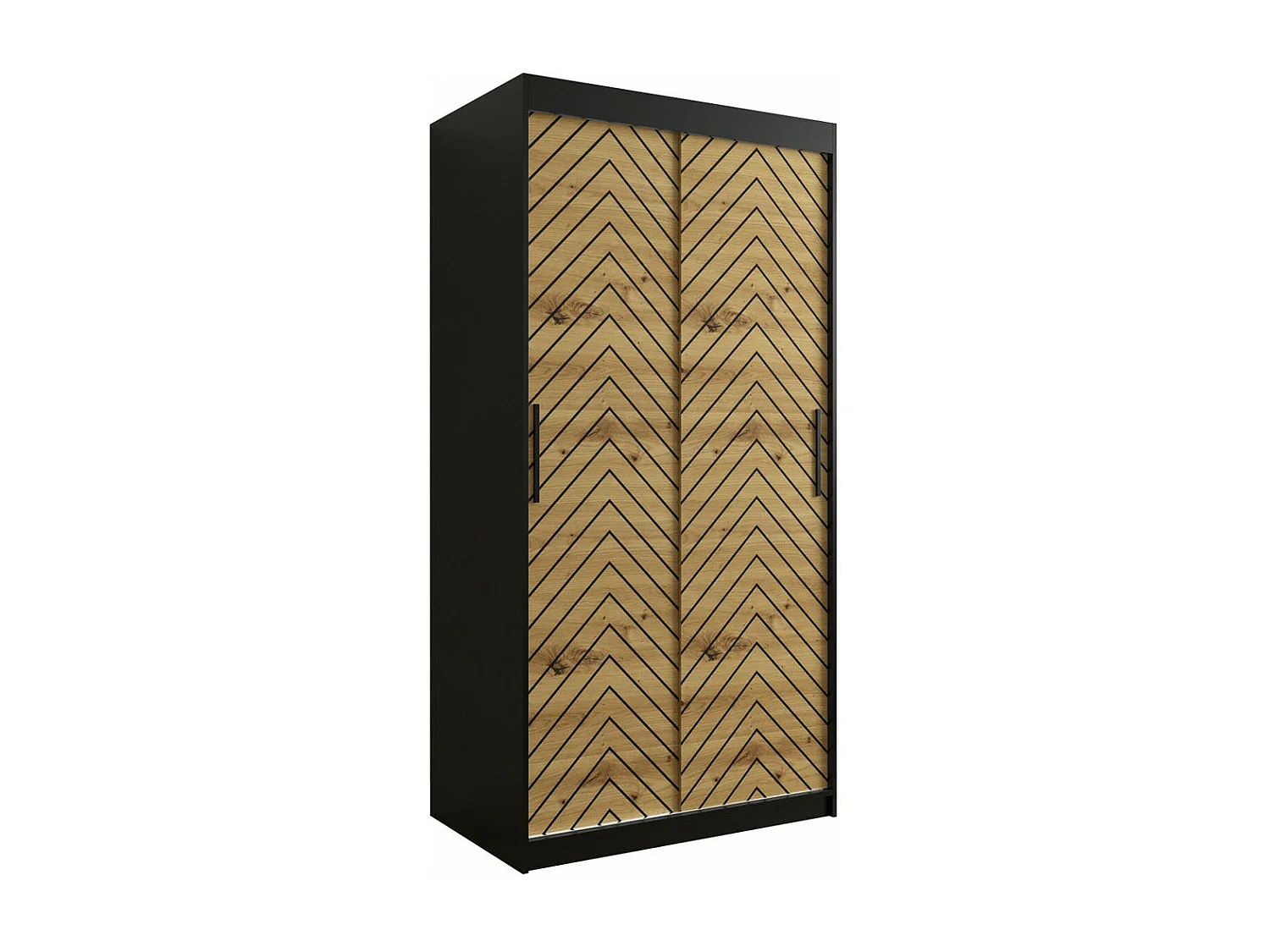 Armario Hartford 306, Negro|Roble Artisan, 200x100x62cm, Puertas de armario: Correderas